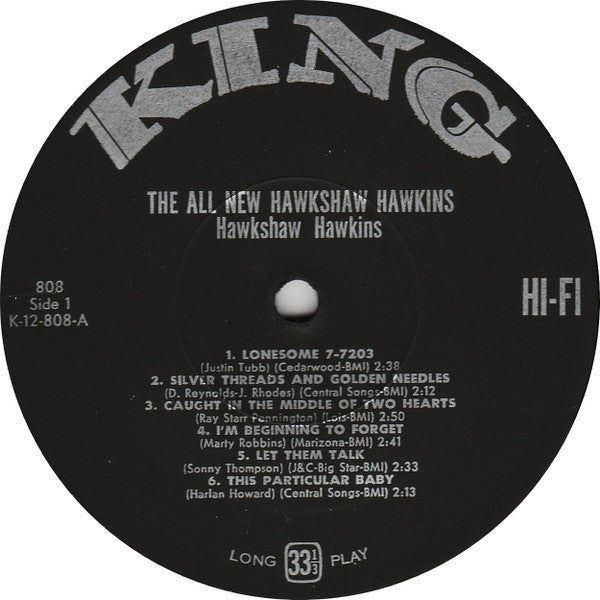 Hawkshaw Hawkins : The All New Hawkshaw Hawkins (LP, Album, Mono)