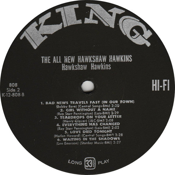 Hawkshaw Hawkins : The All New Hawkshaw Hawkins (LP, Album, Mono)