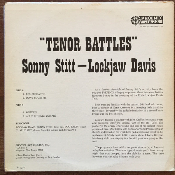 Sonny Stitt, Eddie "Lockjaw" Davis : Tenor Battles (LP, Album)
