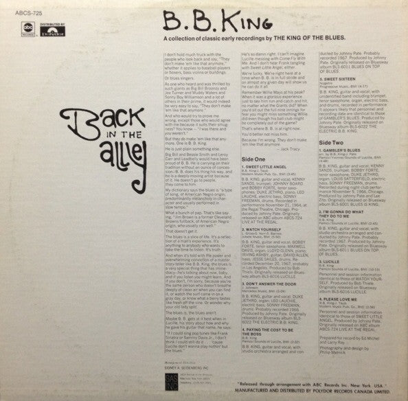 B.B. King : Back In The Alley (LP, Comp)