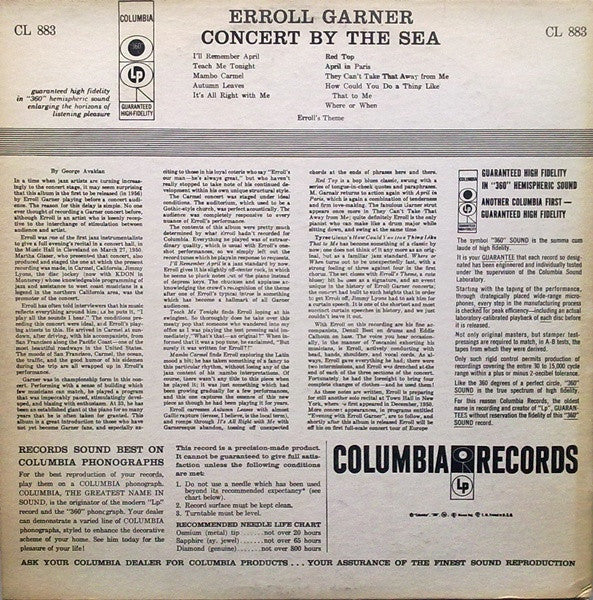 Erroll Garner : Concert By The Sea (LP, Album, Mono, Bri)