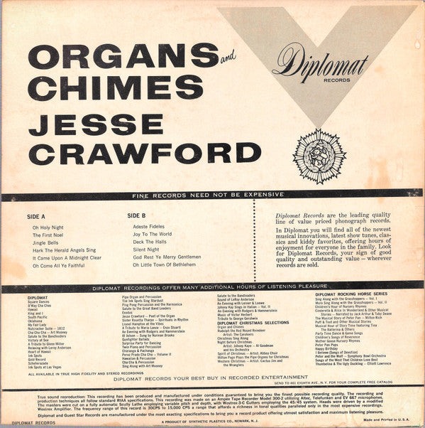 Jesse Crawford : The Organ & Chimes Of Christmas (LP, Album, Mono)