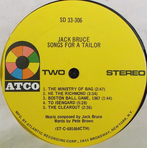 Jack Bruce : Songs For A Tailor (LP, Album, CTH)