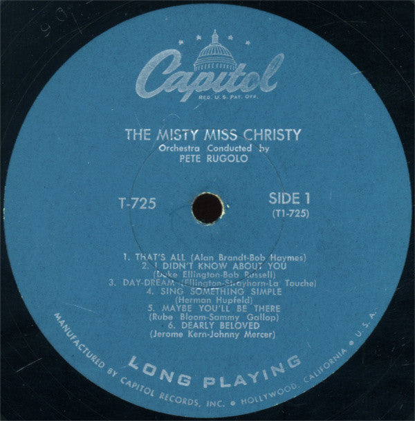 June Christy : The Misty Miss Christy (LP, Album, Mono, Scr)
