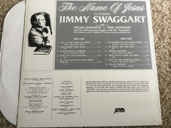 Jimmy Swaggart With Dwain Johnson, Phil Johnson (3) And The Phil Johnson Singers With The Imperials : The Name Of Jesus (LP, Album)