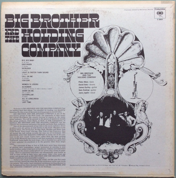 Big Brother & The Holding Company Featuring Janis Joplin : Big Brother & The Holding Company (LP, Album, RE, Ter)