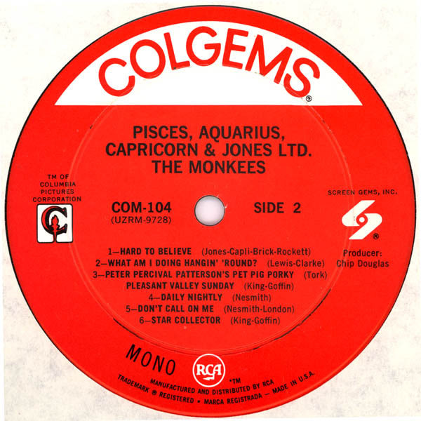 The Monkees : Pisces, Aquarius, Capricorn & Jones Ltd. (LP, Album, Mono, Ind)