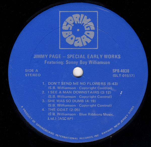 Jimmy Page : Special Early Works Featuring Sonny Boy Williamson (LP, Album)