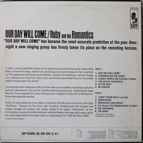 Ruby And The Romantics : Our Day Will Come (LP)