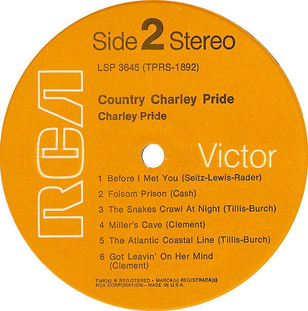 Charley Pride : Country Charley Pride (LP, Album, RE, Ind)
