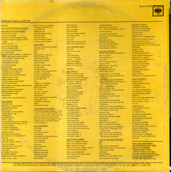 Simon & Garfunkel : Bookends (LP, Album, RE)