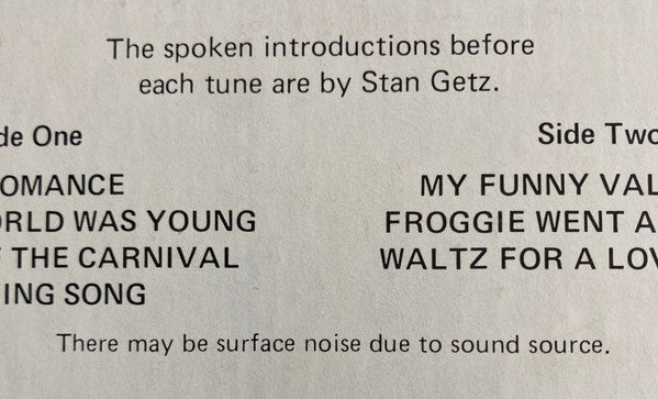 Stan Getz Quartet : The "Brilliant" Canadian Concert Of Stan Getz (LP, Album)