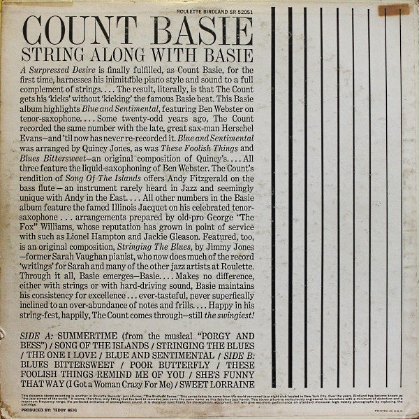 Count Basie : String Along With Basie (LP, Album)