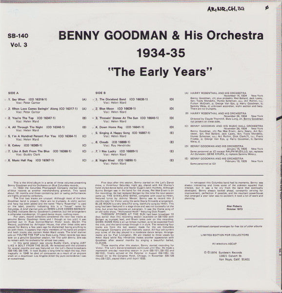 Benny Goodman And His Orchestra : The Early Years 1934-35 (LP, Comp)
