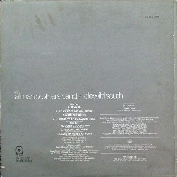 The Allman Brothers Band : Idlewild South (LP, Album, RI )
