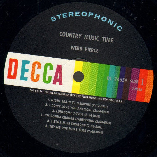 Webb Pierce : Country Music Time (LP, Album, Glo)