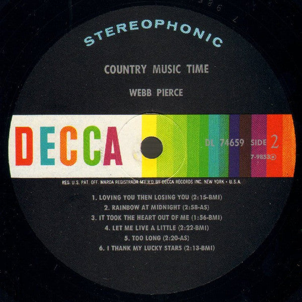 Webb Pierce : Country Music Time (LP, Album, Glo)