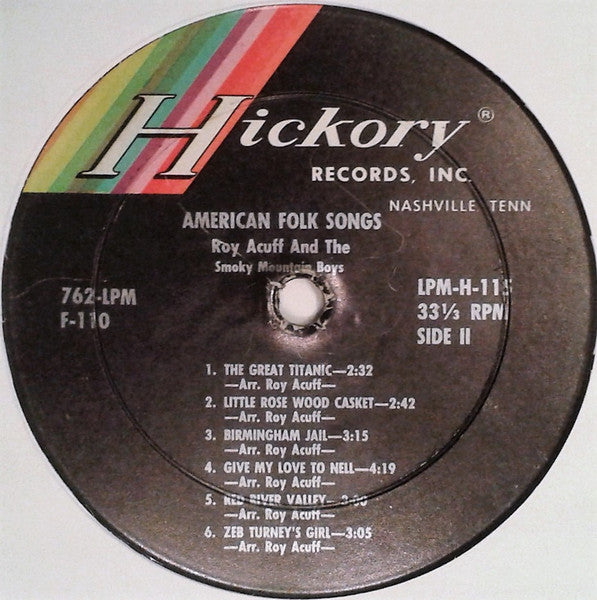 Roy Acuff And His Smoky Mountain Boys : American Folk Songs (LP, Album, Mono)