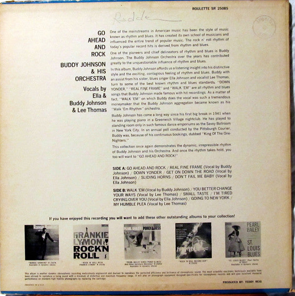 Buddy Johnson And His Orchestra : Go Ahead & Rock Rock Rock (LP, Album)