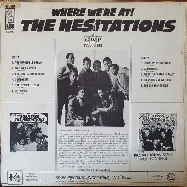 The Hesitations : Where We're At! (LP, Album, Mono, Promo, W/Lbl)