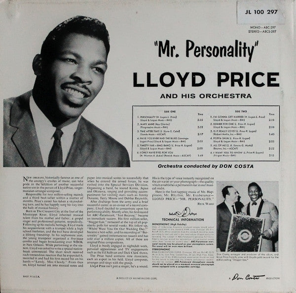Lloyd Price : Mr. "Personality" (LP, Album, Mono)