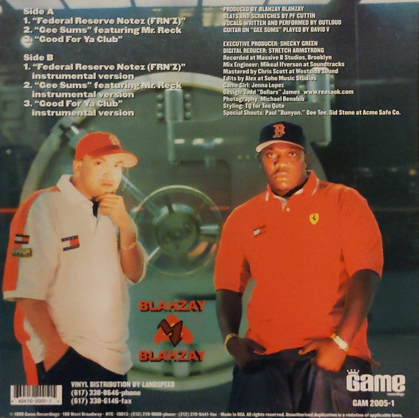 Blahzay Blahzay : Federal Reserve Notez (FRN'Z) / Gee Sums / Good For Ya Club (12", Maxi)