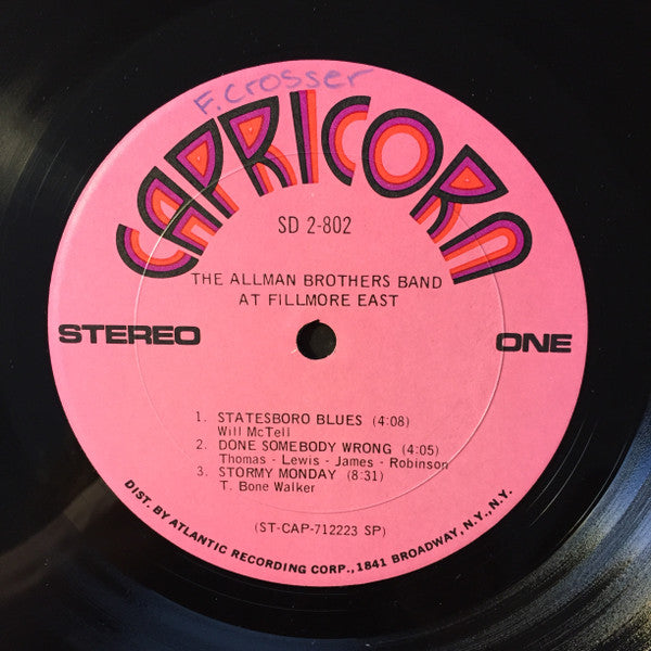 The Allman Brothers Band : The Allman Brothers Band At Fillmore East (2xLP, Album, SP )