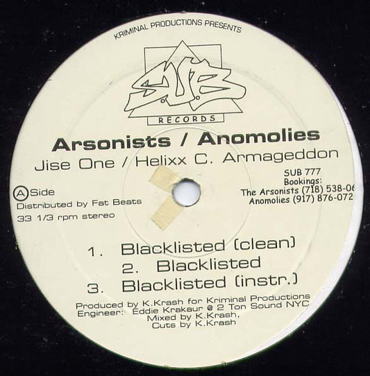 The Arsonists / Anomolies / El Battalion : Blacklisted / MC Squared (12")