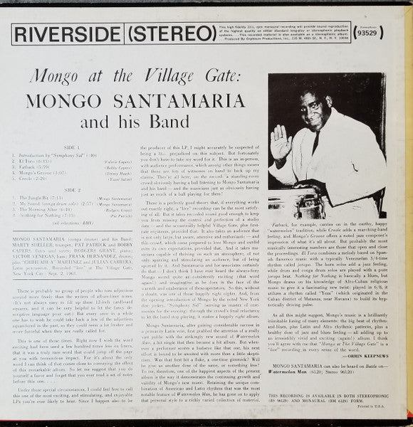 Mongo Santamaria : Mongo At The Village Gate (LP, Album, RE)