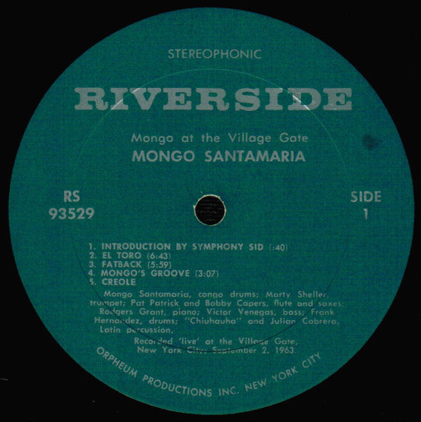 Mongo Santamaria : Mongo At The Village Gate (LP, Album, RE)