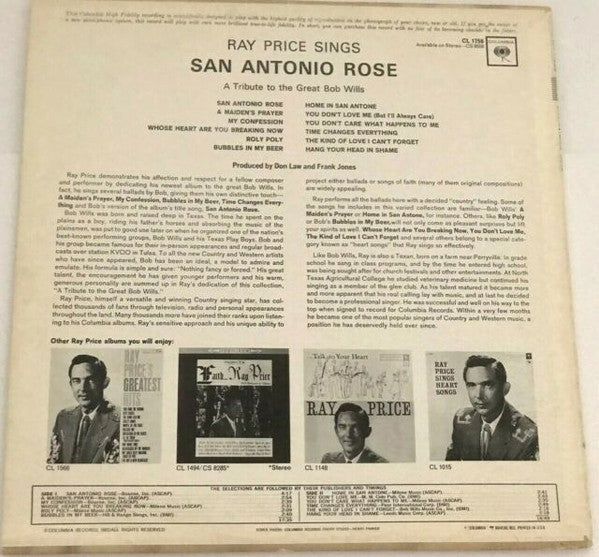 Ray Price : San Antonio Rose (LP, Album, Mono)