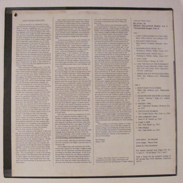 Various : Negro Religious Music Vol. 2 - Sanctified Singers - Part Two (LP, Comp)