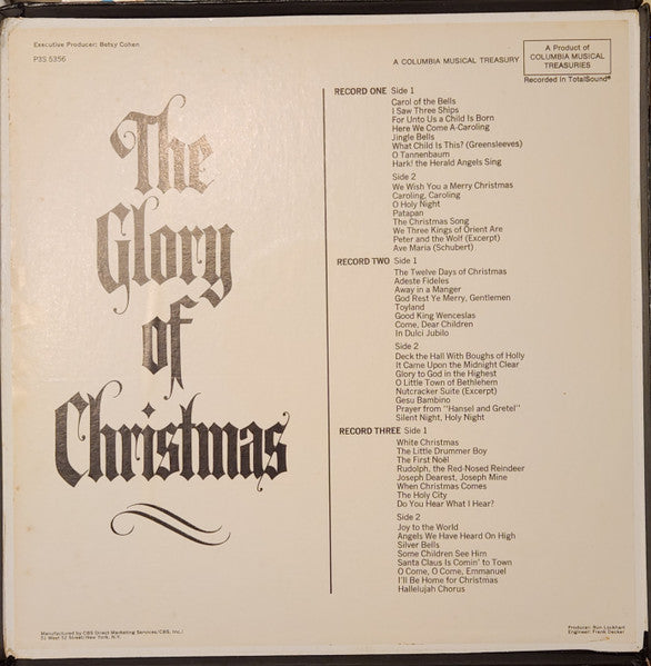 The Columbia Musical Treasuries Orchestra And Chorus : The Glory Of Christmas (3xLP, Album + Box)