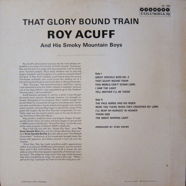 Roy Acuff And His Smoky Mountain Boys : That Glory Bound Train (LP, Album, Mono)
