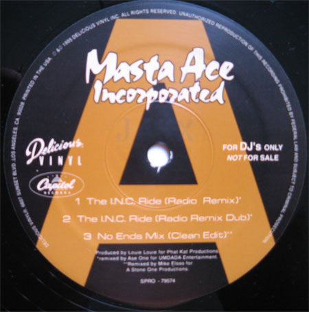 Masta Ace Incorporated : The I.N.C. Ride (12", Promo)