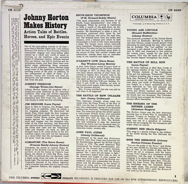 Johnny Horton : Johnny Horton Makes History (LP, Comp)