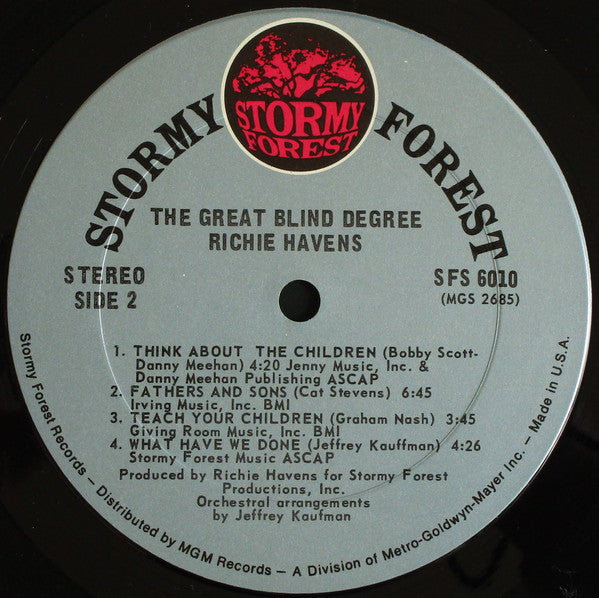 Richie Havens : The Great Blind Degree (LP, Album, Pit)