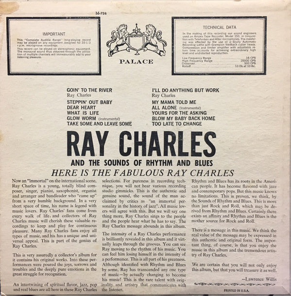 Ray Charles : Ray Charles And The Sounds Of Rhythm And Blues (LP, Comp, Mono)
