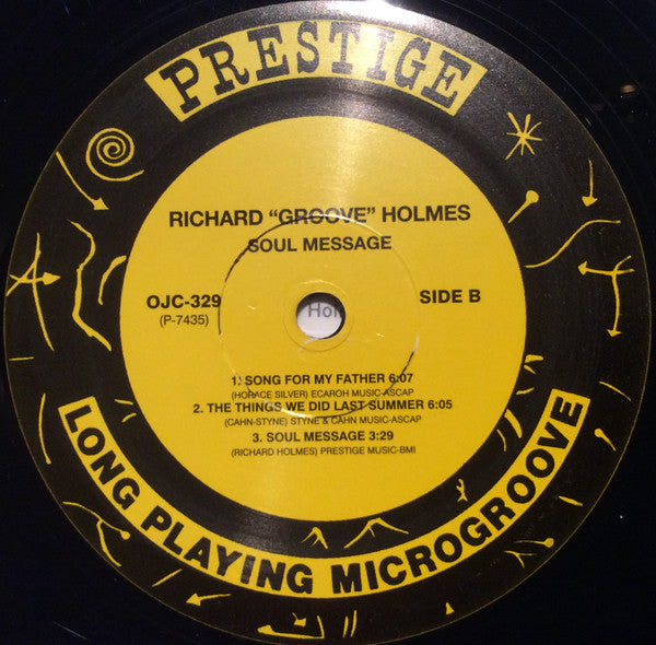 Richard "Groove" Holmes : Soul Message (LP, Album, RE)