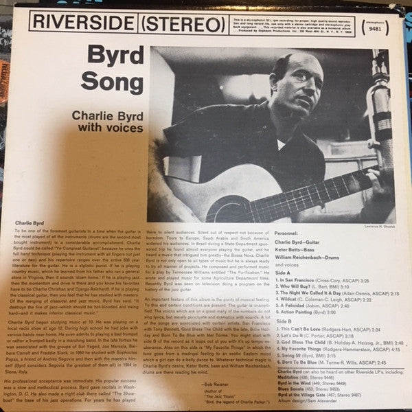 Charlie Byrd : Byrd Song: Charlie Byrd With Voices (LP)