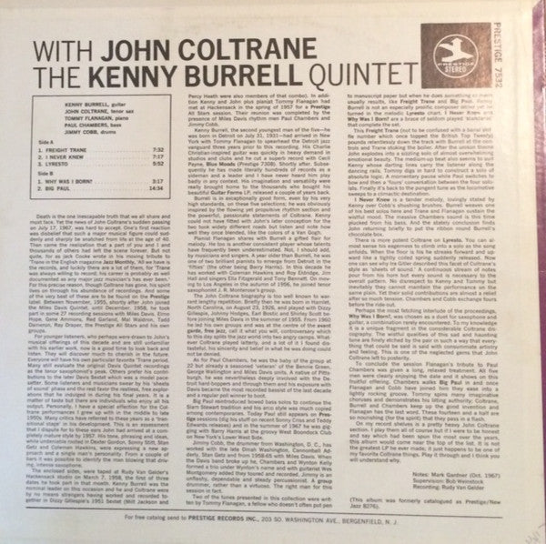 The Kenny Burrell Quintet With John Coltrane : The Kenny Burrell Quintet With John Coltrane (LP, Album, RE, RM)