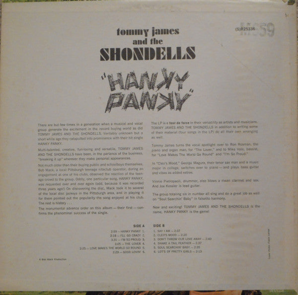 Tommy James & The Shondells : Hanky Panky (LP, Album)