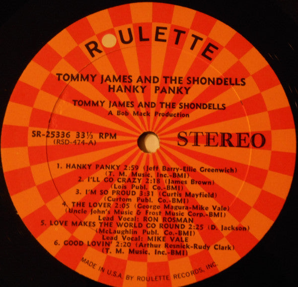 Tommy James & The Shondells : Hanky Panky (LP, Album)