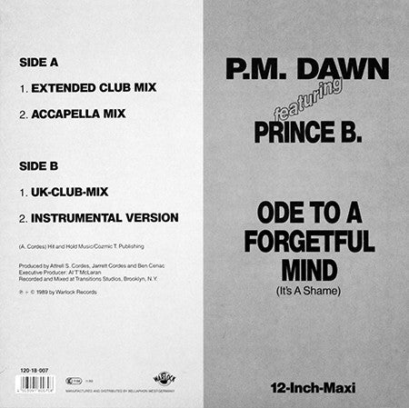 P.M. Dawn Featuring Prince B* : Ode To A Forgetful Mind (It's A Shame) (12", Maxi)