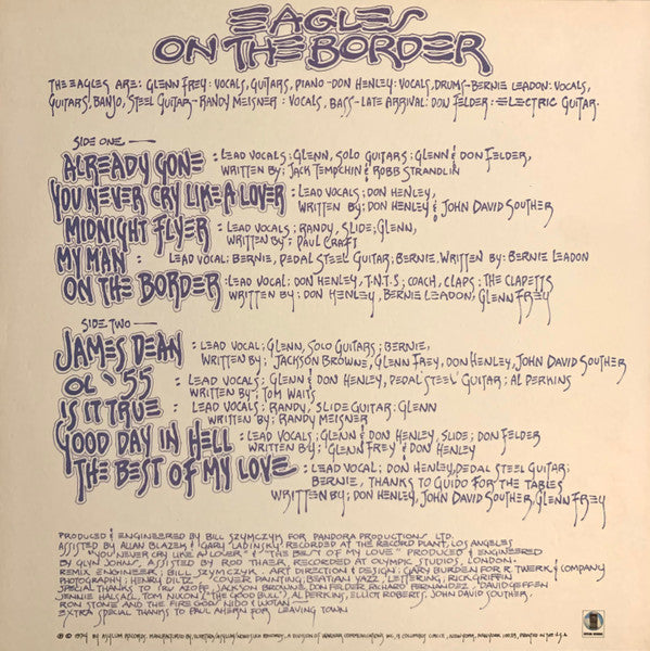 Eagles : On The Border (LP, Album, RP, SP-)
