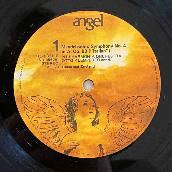 Felix Mendelssohn-Bartholdy, Robert Schumann, Philharmonia Orchestra, Otto Klemperer : Symphony No. 4 In A Major,"Italian" (LP, Album)