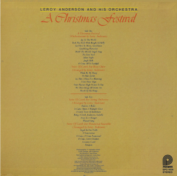 Leroy Anderson & His Orchestra : A Christmas Festival (LP, Album, RE)