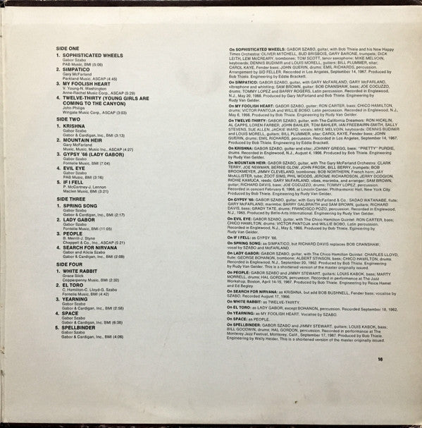 Gabor Szabo : His Great Hits (2xLP, Album, Comp, Club, Cap)