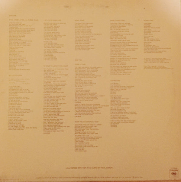 Paul Simon : Still Crazy After All These Years (LP, Album, San)