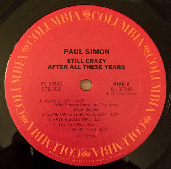 Paul Simon : Still Crazy After All These Years (LP, Album, San)